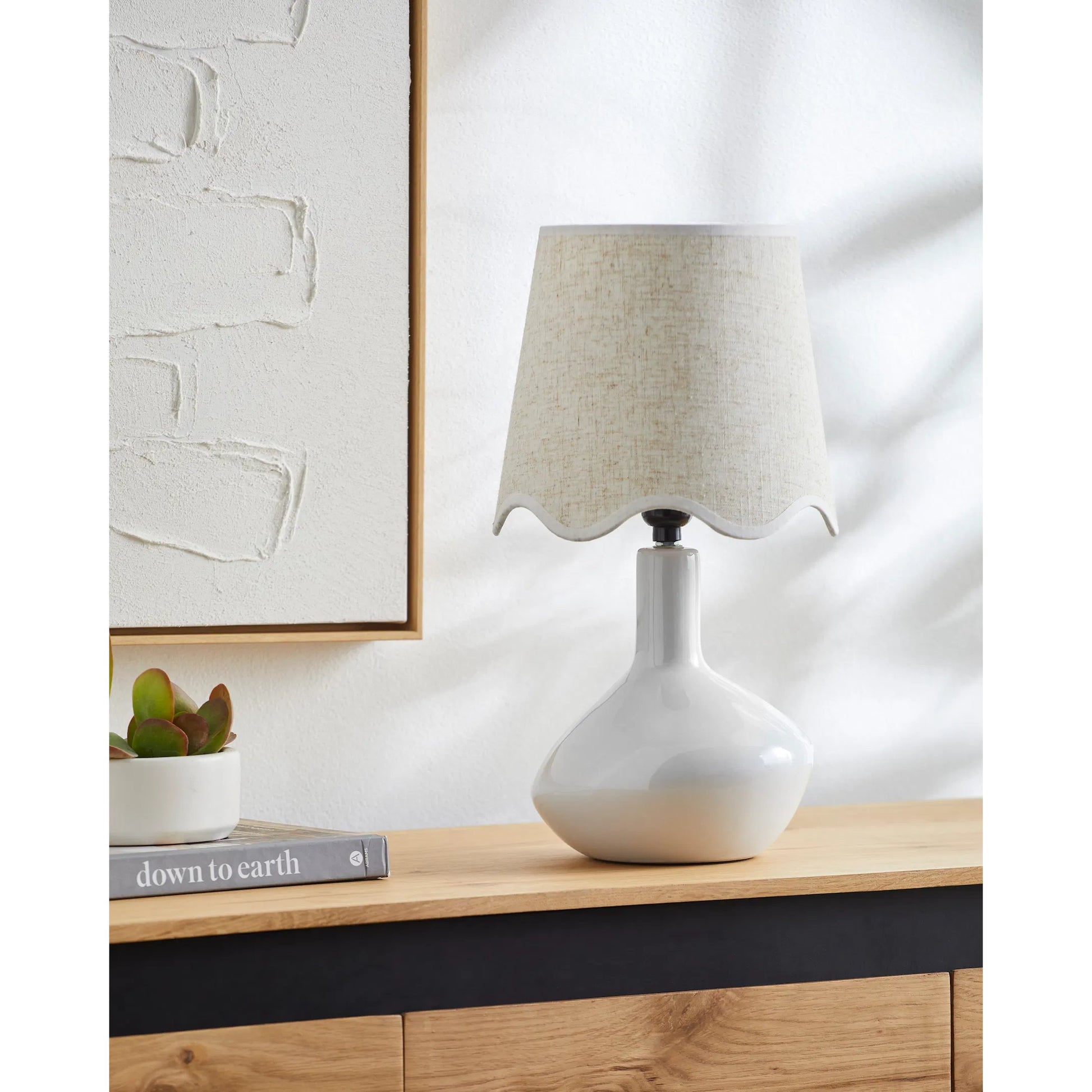 Aviara Table Lamp by Livabliss in high gloss. Made from ceramic, rattan, metal in a modern style.