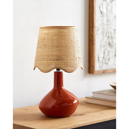 Aviara Table Lamp by Livabliss in high gloss. Made from ceramic, rattan, metal in a modern style.