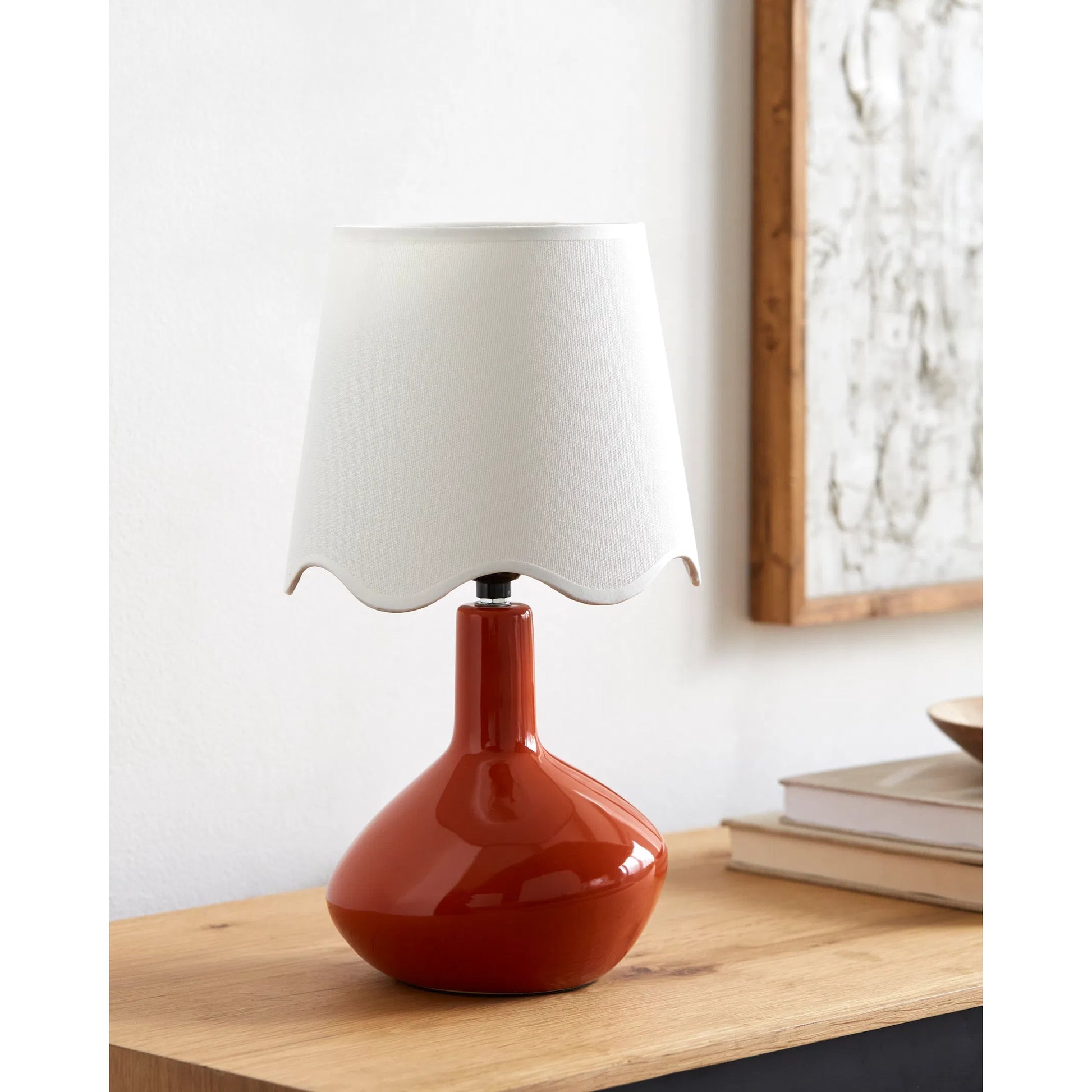 Aviara Table Lamp with White Rattan Shade by Livabliss in high gloss. Made from ceramic, rattan, metal in a modern style.