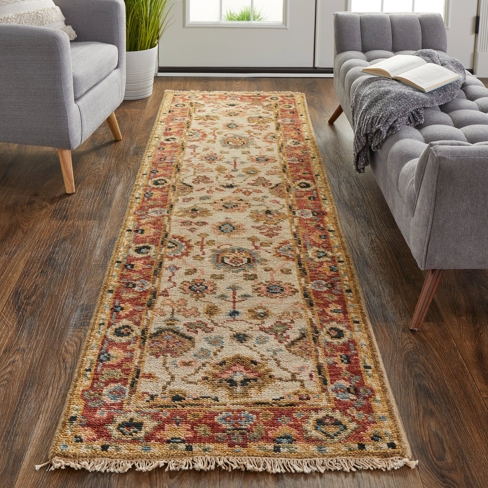 Carrington Traditional Oriental Rug - 6805F by Feizy in ivory, red, blue. Made from wool in a unique style.