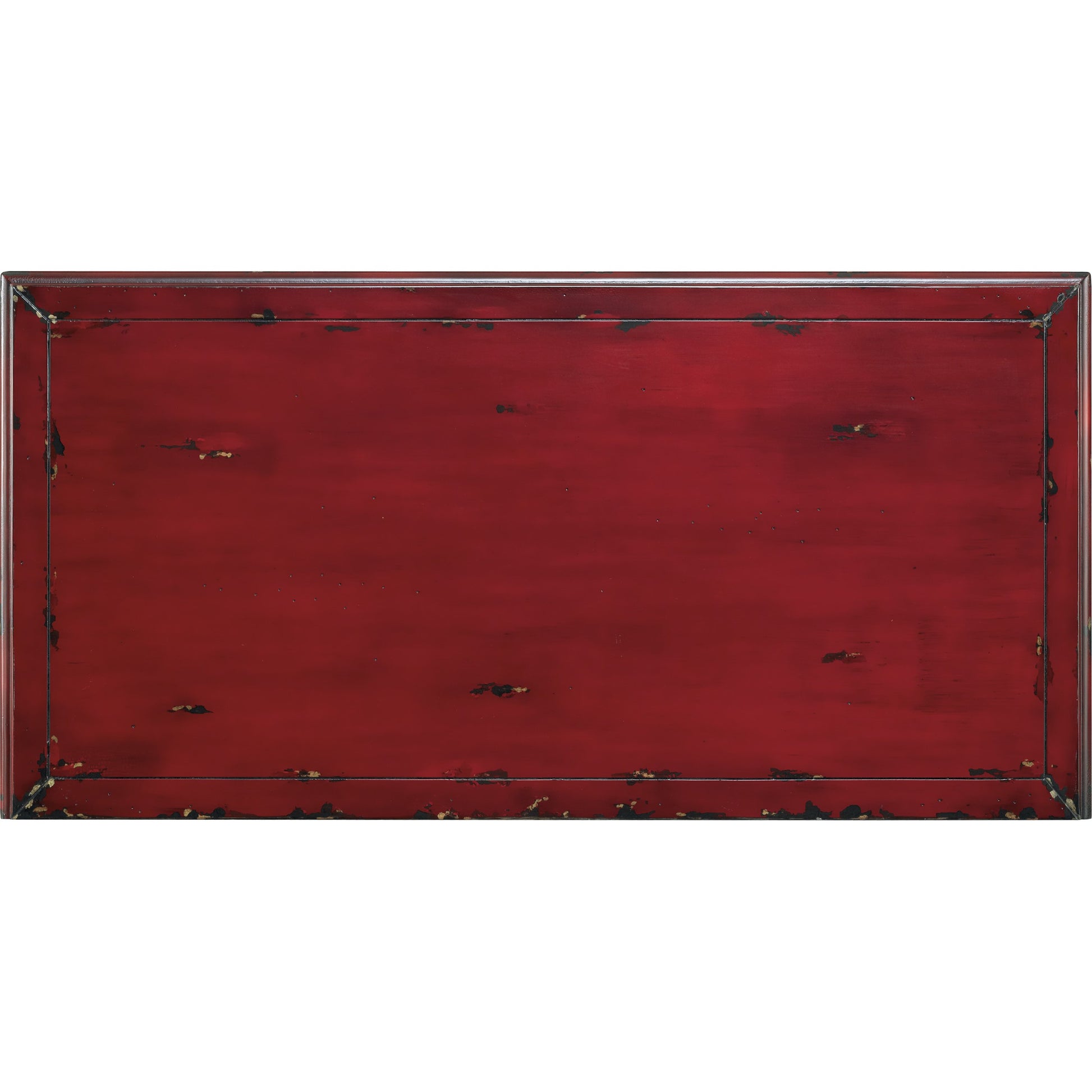 Bombe Chest by Hooker Furniture in red. Made from hardwood with veneers in a traditional style.