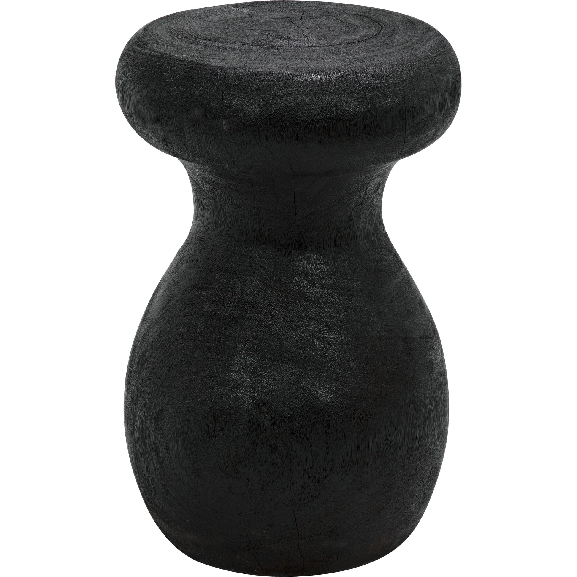 Samson Stool/Side Table by Noir in black burnt fiber cement. Made from fiber cement in a transitional style.