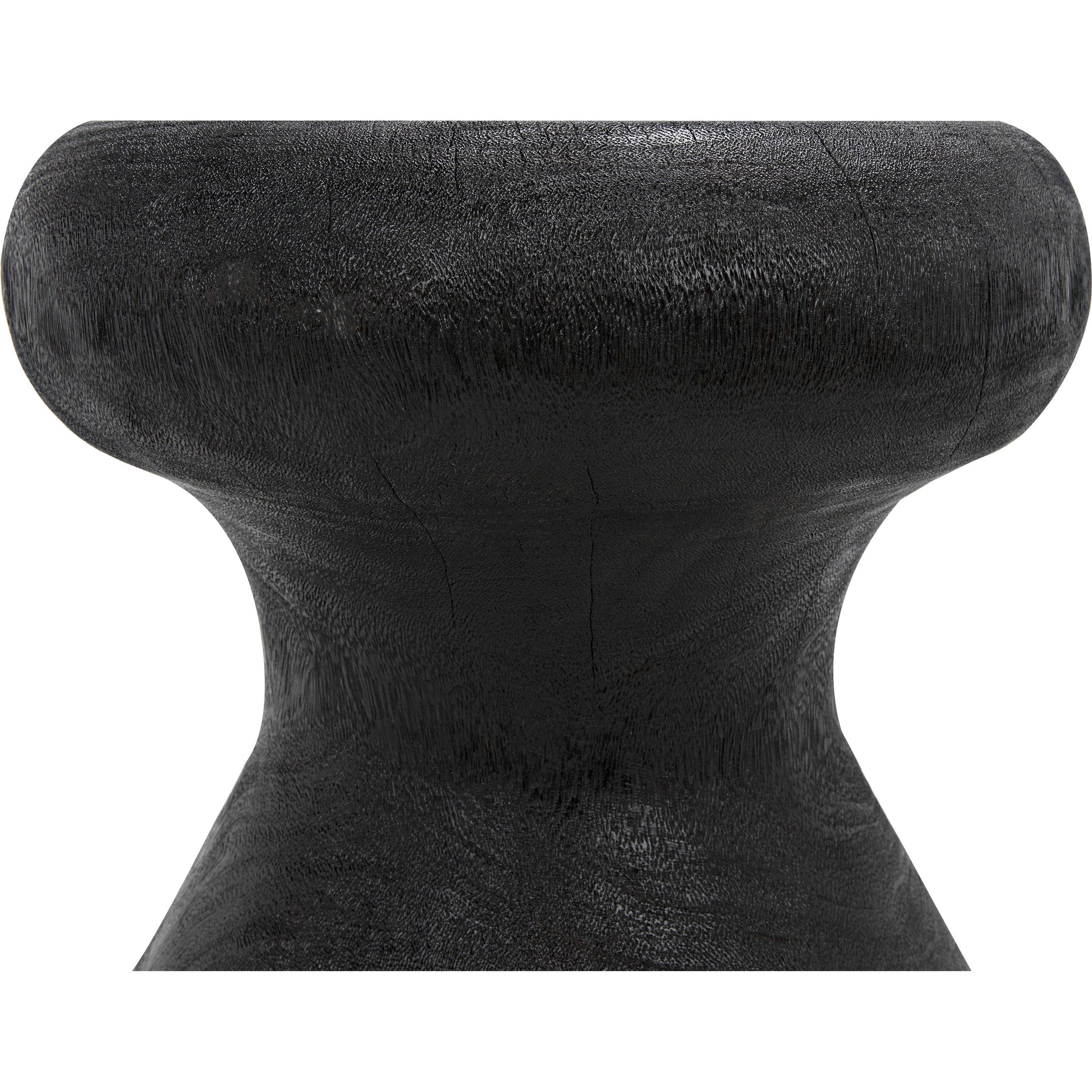 Samson Stool/Side Table by Noir in black burnt fiber cement. Made from fiber cement in a transitional style.