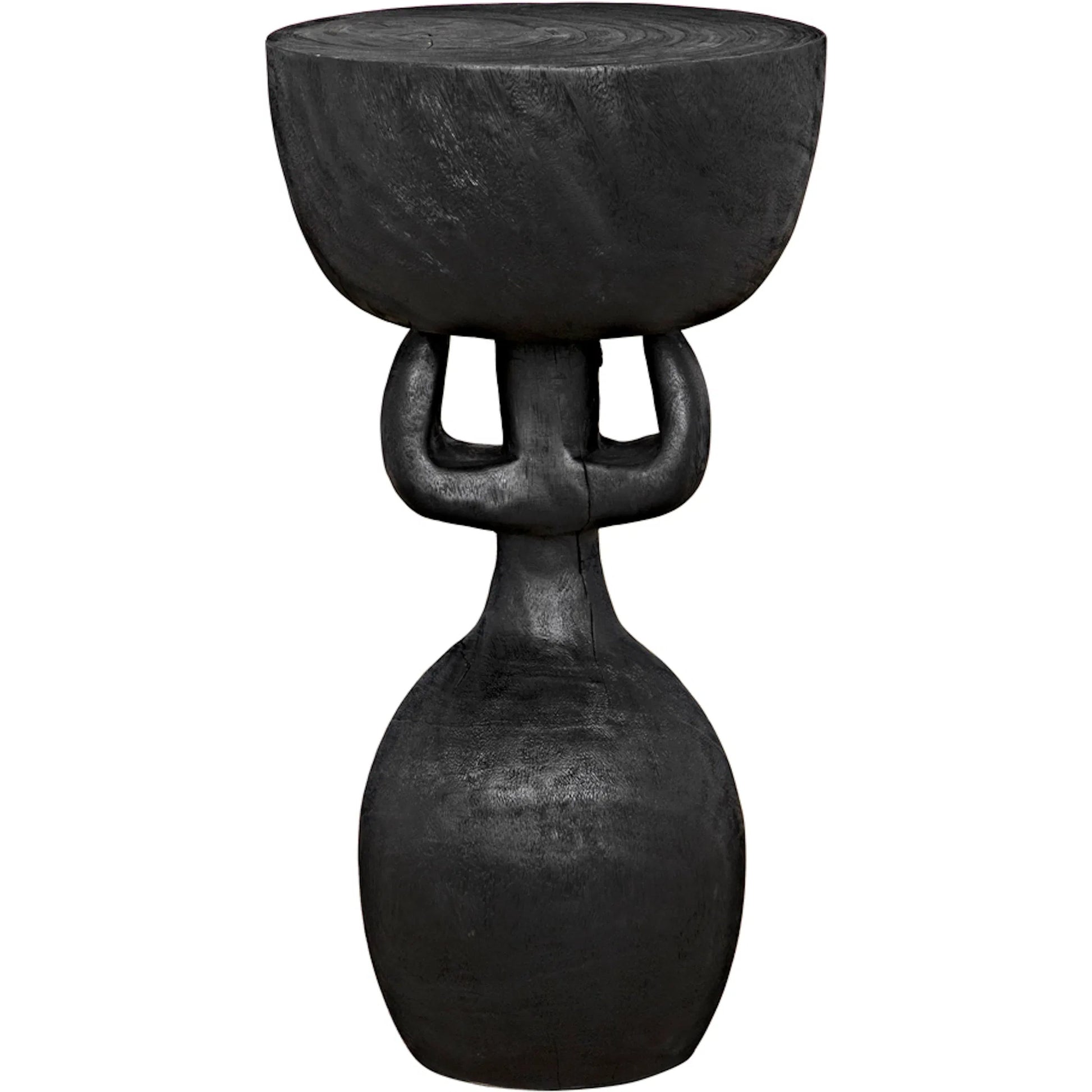 Achebe Side Table by Noir in burnt black. Made from munggur in a modern style.