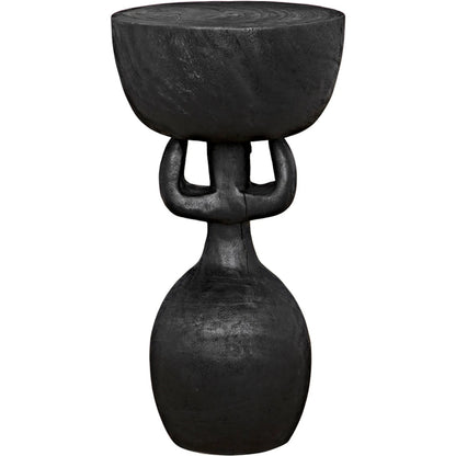 Achebe Side Table by Noir in burnt black. Made from munggur in a modern style.