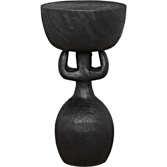 Achebe Side Table by Noir in burnt black. Made from munggur in a modern style.