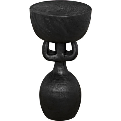 Achebe Side Table by Noir in burnt black. Made from munggur in a modern style.