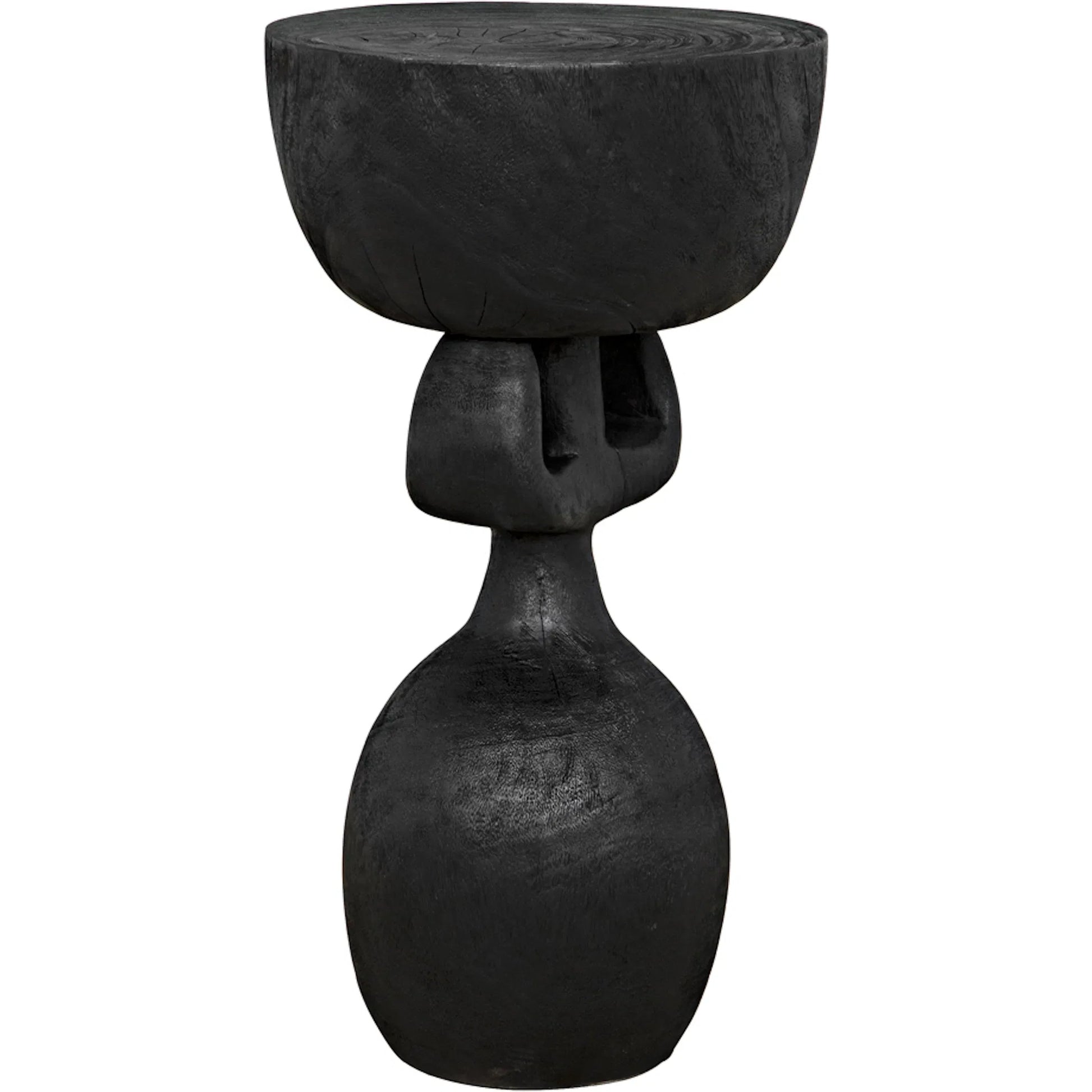 Achebe Side Table by Noir in burnt black. Made from munggur in a modern style.