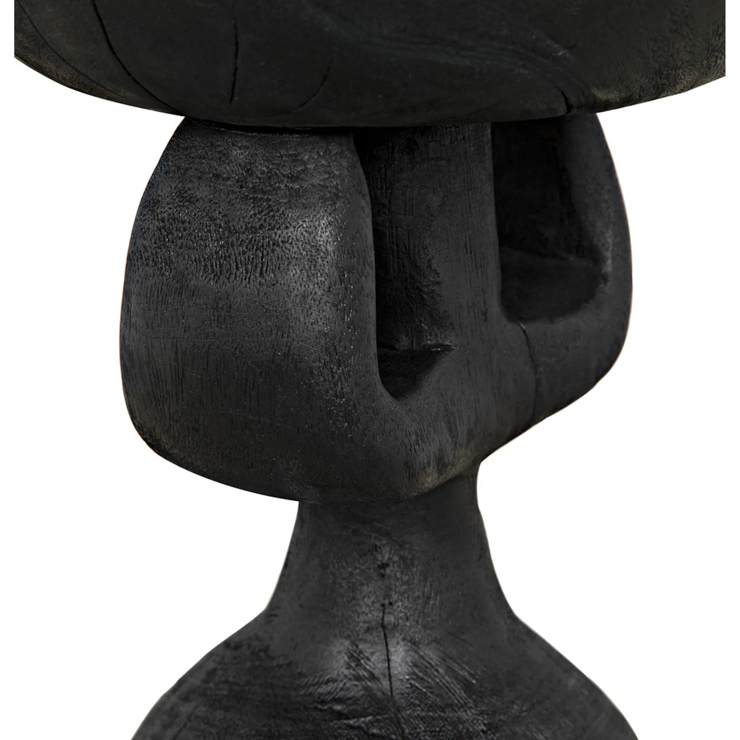 010 SI-1975429 | Closeup | Achebe Side Table by Noir in burnt black. Made from munggur in a modern style.