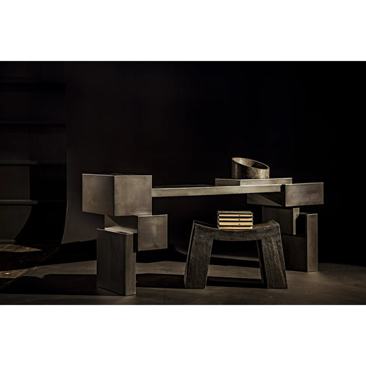 Ishiguro Stool by Noir in burnt black. Made from munggur in a modern style.
