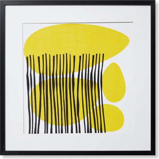 Warming Stone Wall Art by Loloi in yellow, black. Made from cotton in a modern style.