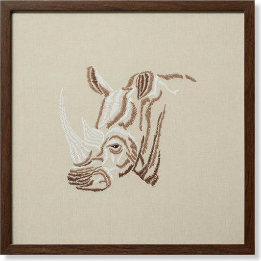 Black Rhino Wall Art by Loloi in beige, ivory. Made from cotton in a modern style.
