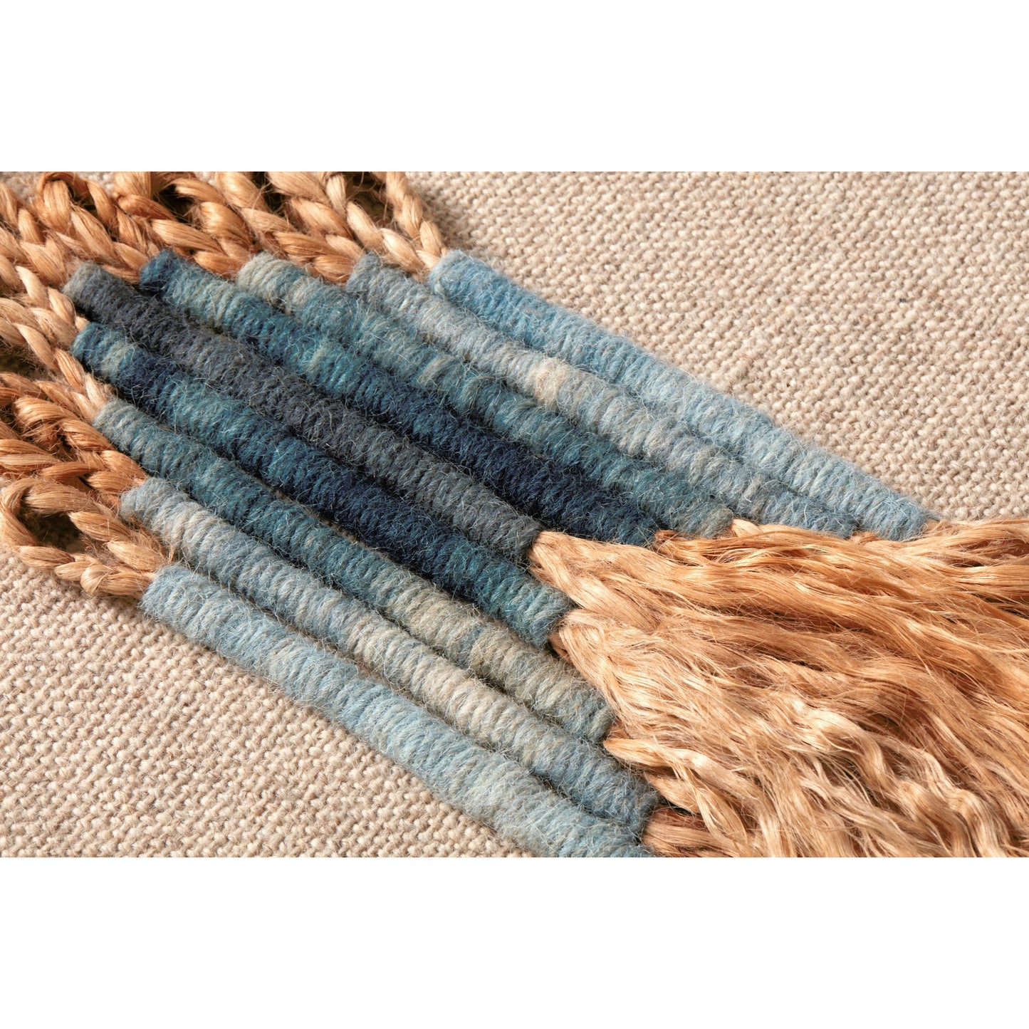 003 SI-2527126 | Closeup | Ashley Wall Art by Loloi in beige, blue. Made from wool, jute in a modern style.