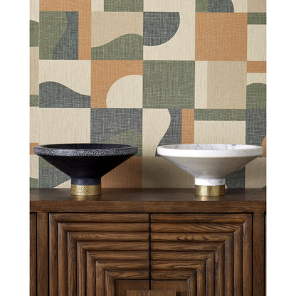 Vincent Marble Bowl by Currey and Company in black, brass. Made from marble, brass in a modern style.