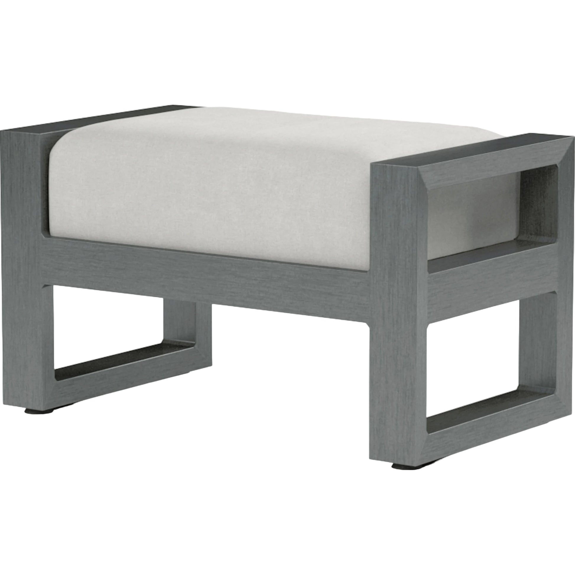 Redondo Outdoor Ottoman by Sunset West in slate. Made from aluminum in a modern style.