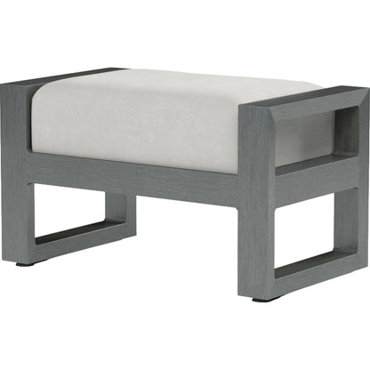 Redondo Outdoor Ottoman by Sunset West in slate. Made from aluminum in a modern style.