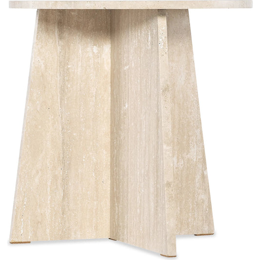Melange Cirque End Table by Hooker Furniture in beige, white. Made from travertine xalapa honed stone in a unique style.