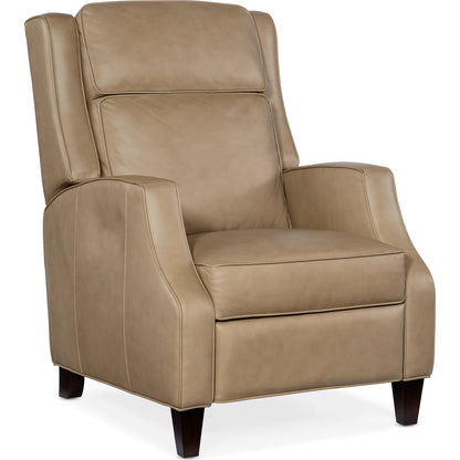 Tricia Manual Push Back Recliner by Hooker Furniture in aspen lenado. Made from leather, aspen lenado (finished top grain) in a traditional style.
