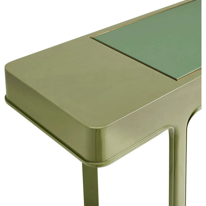 Polly Avo Rectangular Console Table by Jonathan Charles in dor green lacquer. Made from beech in a eclectic & global style.