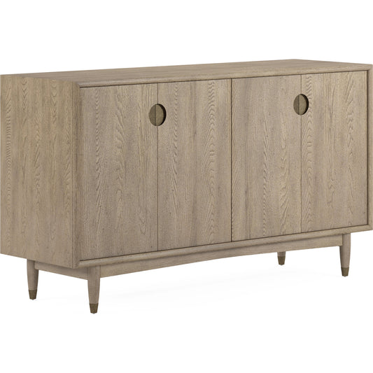 Finn Credenza by A.R.T. Furniture in tawny. Made from parawood solids, elm veneer, metal in a modern style.