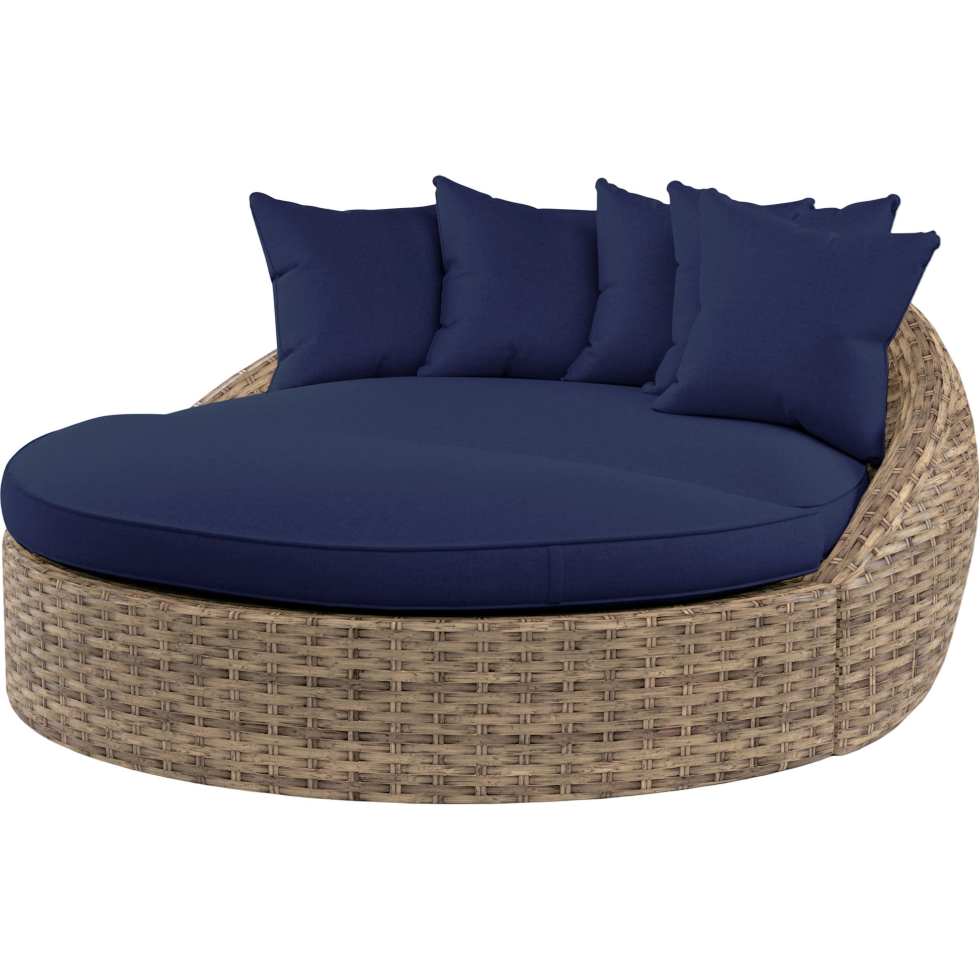 Havana Outdoor Round Daybed by Sunset West in tobacco. Made from resin wicker in a modern style.