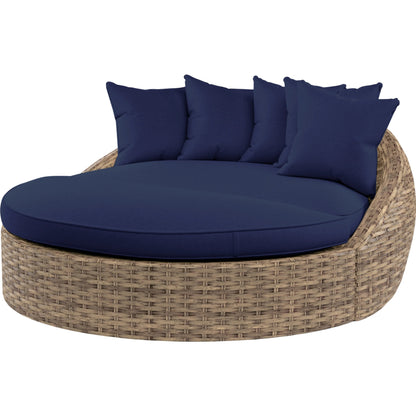 Havana Outdoor Round Daybed by Sunset West in tobacco. Made from resin wicker in a modern style.