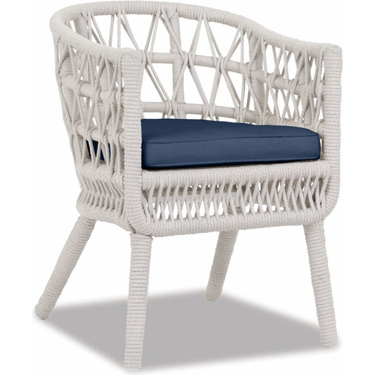 Dana Outdoor Rope Dining Chair in Linen by Sunset West in whites/creams/beiges. Made from olefin rope in a coastal style.