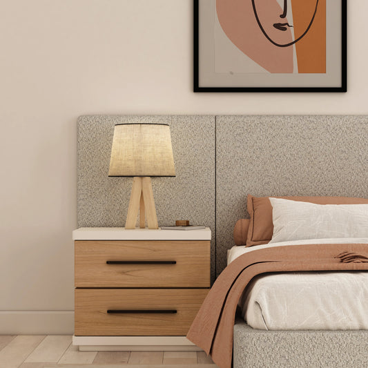 Portico Nightstand by A.R.T. Furniture in sienna, white plaster. Made from parawood solids, mindi veneers in a modern style.