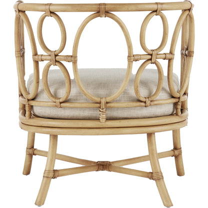 Tegal Muslin Chair by Currey and Company in rattan, natural. Made from rattan, wood, leather, finn natural in a coastal style.