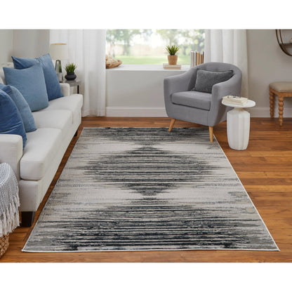 Micah Diamond Rug - 39LRF by Feizy in black, silver, taupe. Made from polyester, polypropylene in a unique style.