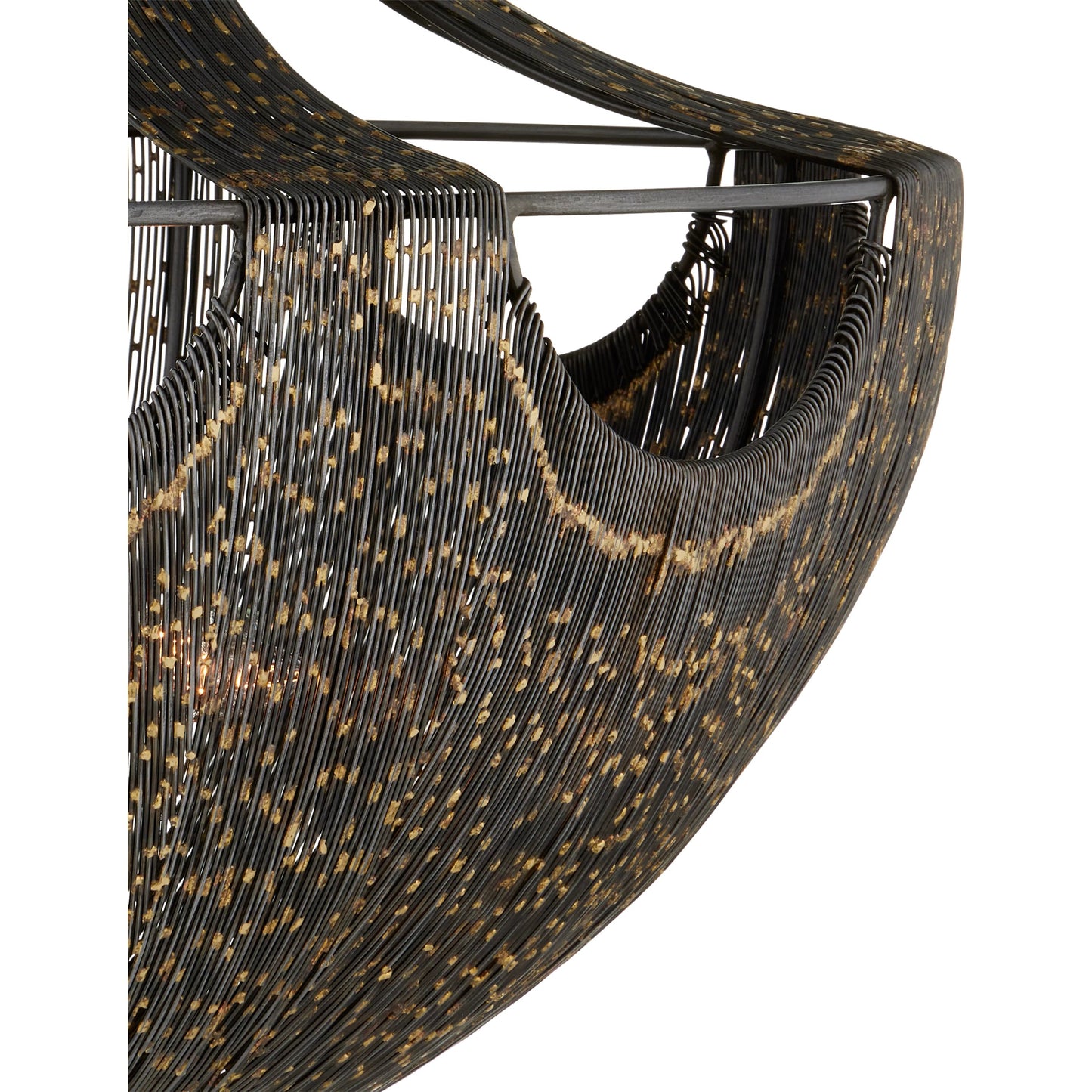 004 S-223497 | Closeup | Eduardo Chandelier by Currey and Company in natural iron, brass. Made from iron in a eclectic & global style.
