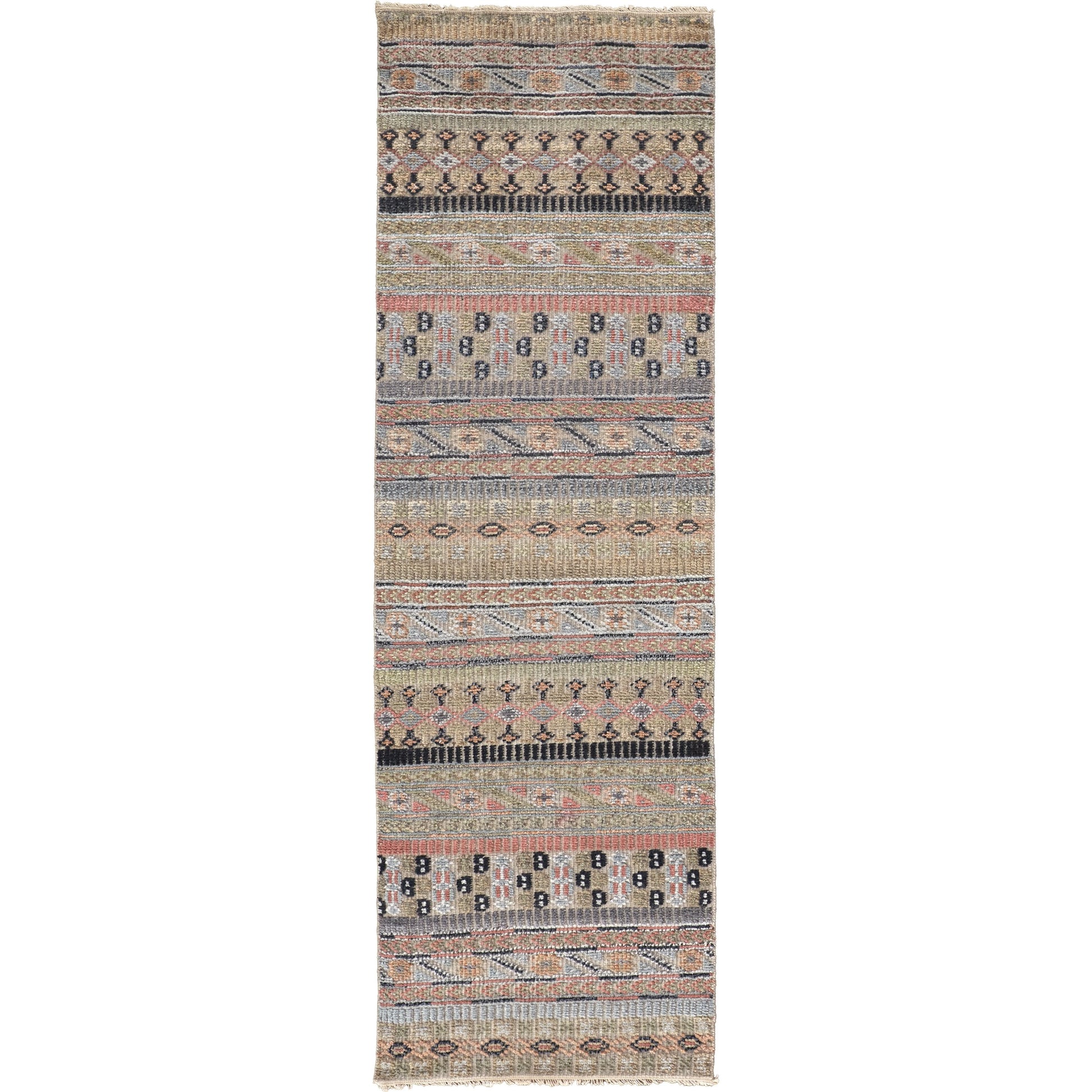 Payton Transitional Stripes Rug - 6498F by Feizy in tan, orange, blue. Made from viscose, wool in a unique style.