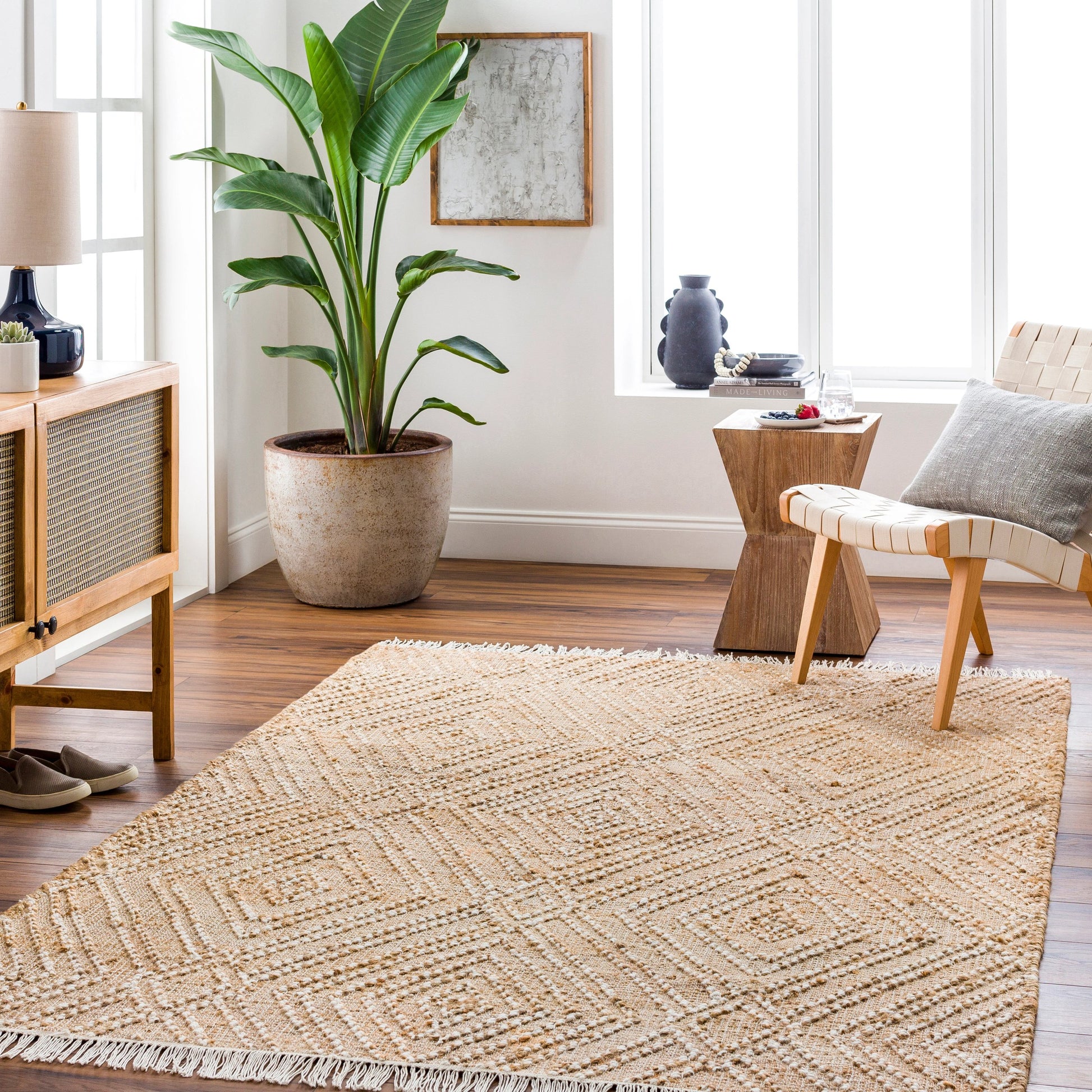 Adalyn AYD-2300 Rug by Livabliss in beige, camel, ivory. Made from main: 80% jute, main: 20% wool in a unique style.