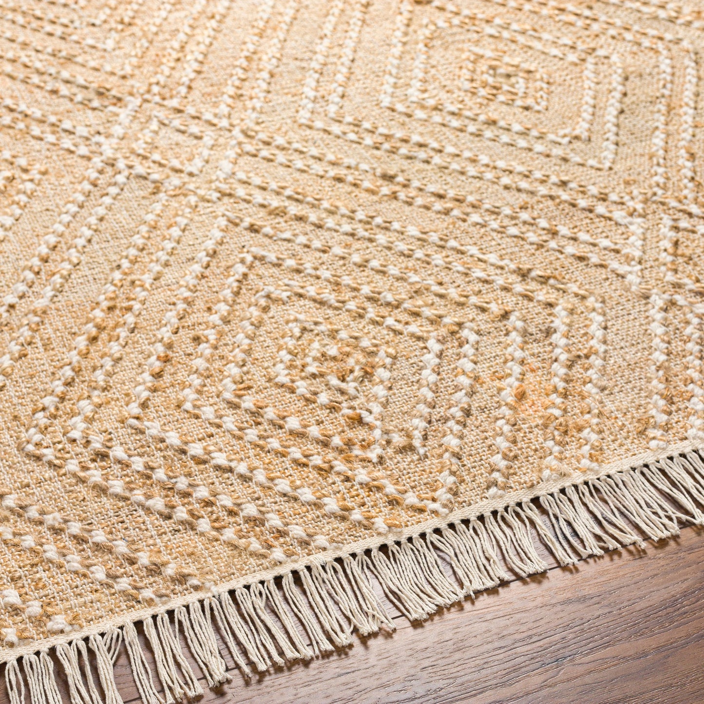 005 SI-1917389,SI-1917390,SI-1917391,SI-1917392,SI-1917393 | Closeup | Adalyn AYD-2300 Rug by Livabliss in beige, camel, ivory. Made from main: 80% jute, main: 20% wool in a unique style.