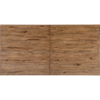 Big Sky Leg Table by Hooker Furniture in vintage natural. Made from pecky hickory veneers, solid-wood edged top in a modern style.