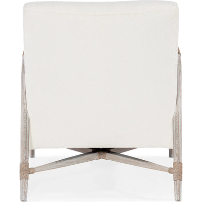 Isla Accent Lounge Chair by Hooker Furniture in macrame artic and light wood. Made from wood, fabric, rope in a modern style.
