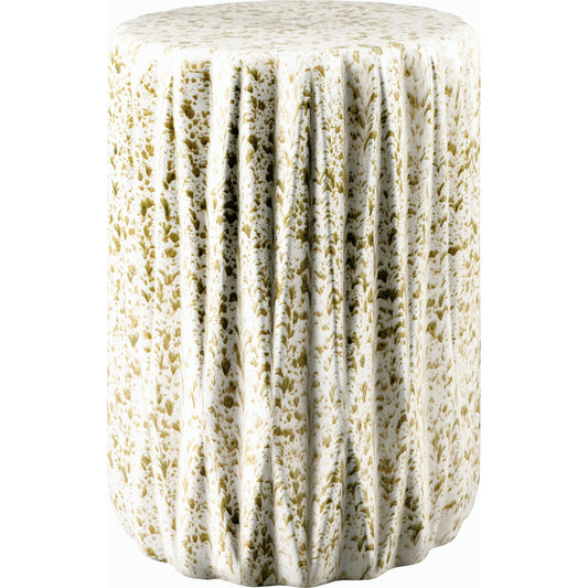 Aynor Garden Stool - 18815 by Surya in top: cream, sage, base: cream and glazed. Made from ceramic in a modern style.