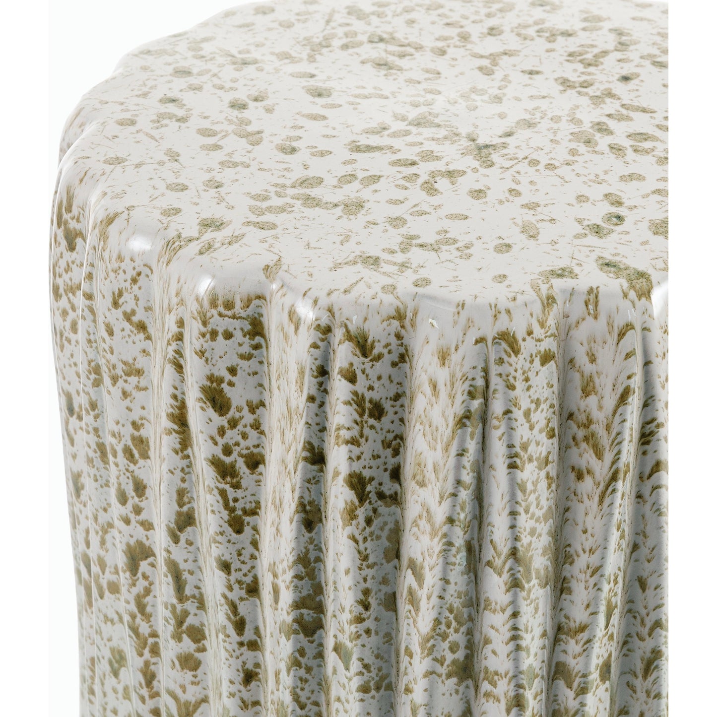 002 SI-2163031 | Closeup | Aynor Garden Stool - 18815 by Surya in cream, sage and glazed. Made from ceramic in a modern style.