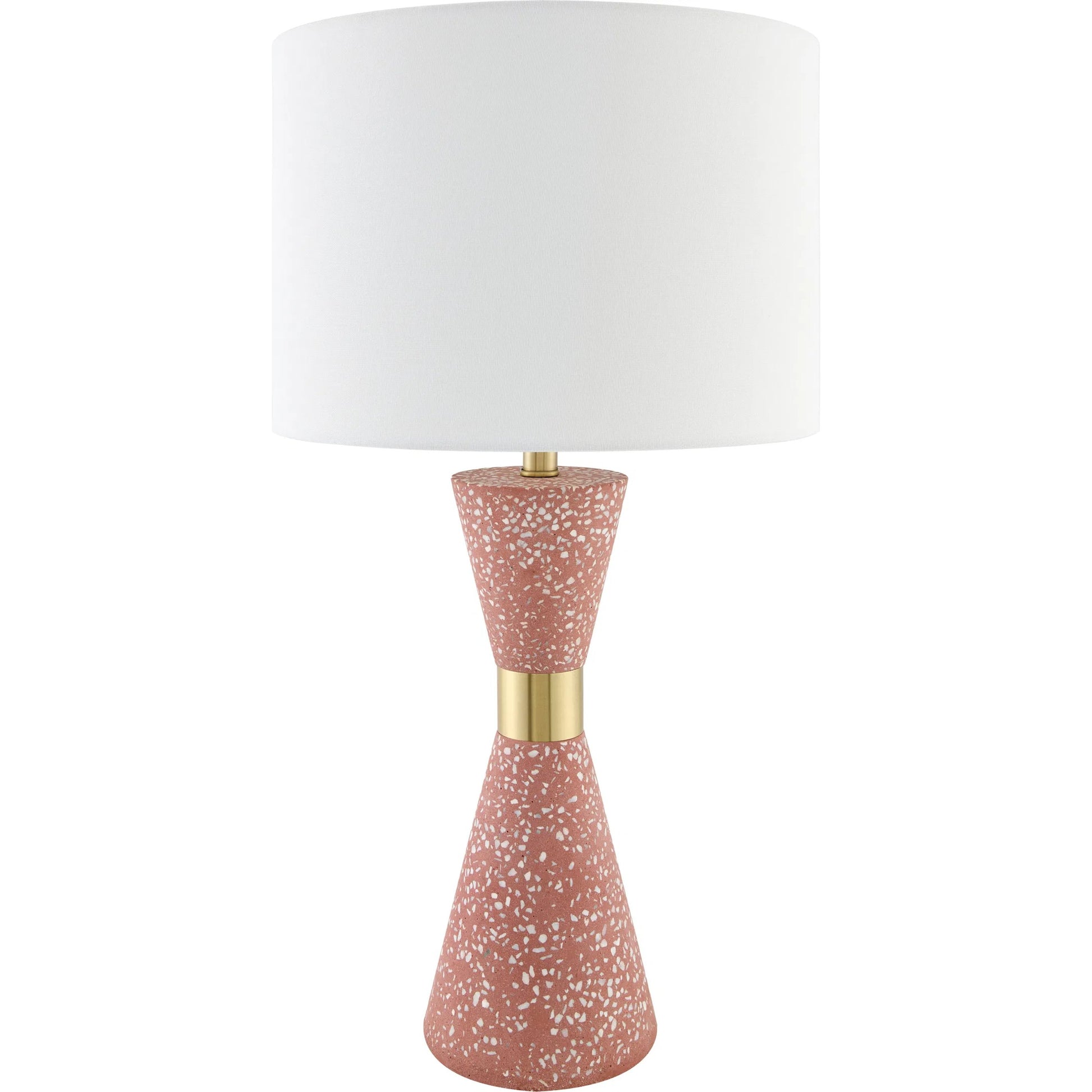 Arroyo Accent Table Lamp by Surya in terrazzo red, plated gold. Made from cement, iron, linen, polyester in a unique style.