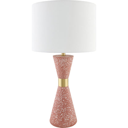 Arroyo AYO-001 Table Lamp by Surya in red, gold, translucent, white, metallic brass and terrazzo red, plated gold. Made from cement, iron, linen, polyester in a eclectic & global style.