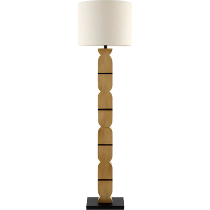 Ayapel Accent Floor Lamp by Livabliss in brown and hand painted. Made from resin, iron, linen, plastic in a unique style.