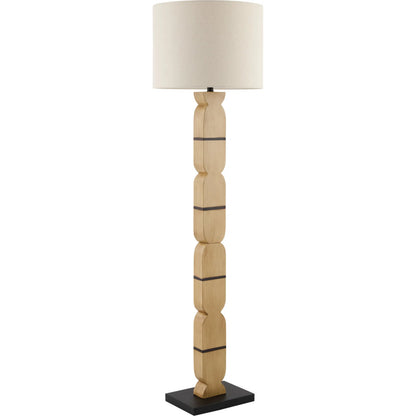 Ayapel Accent Floor Lamp by Livabliss in brown and hand painted. Made from resin, iron, linen, plastic in a unique style.