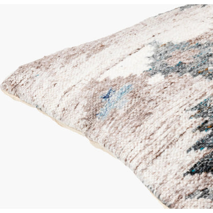 Alyssa Pillow - 479841 by Surya in ice blue, white, black, medium brown, dark blue, blue. Made from front: 100% polyester, back: 100% cotton in a modern style.