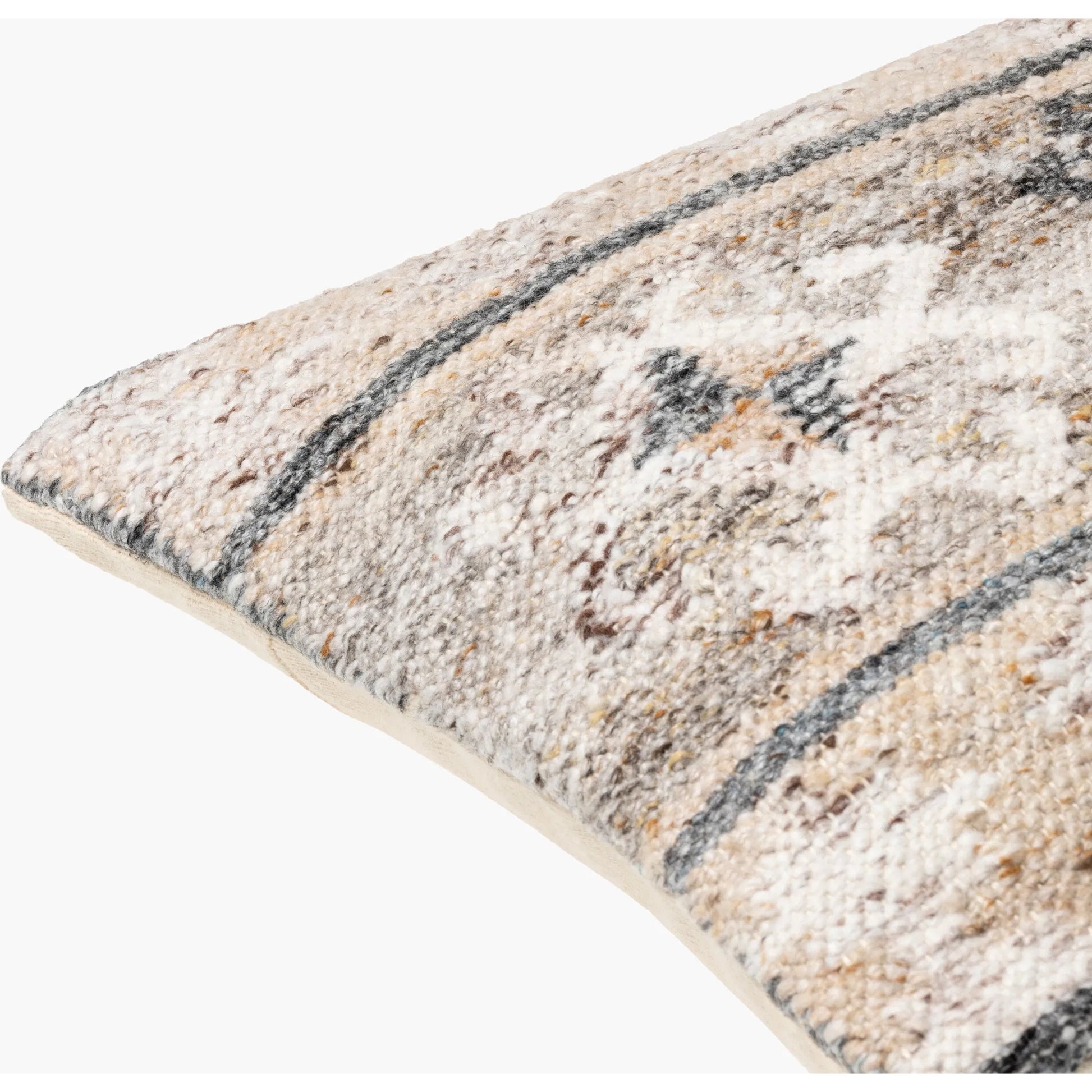 Alyssa Pillow - 479847 by Surya in medium gray, ivory, brown, tan, gray, off-white. Made from front: 100% polyester, back: 100% cotton in a modern style.