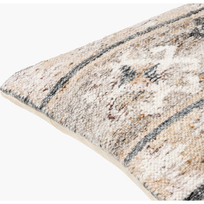 Alyssa Pillow - 479847 by Surya in medium gray, ivory, brown, tan, gray, off-white. Made from front: 100% polyester, back: 100% cotton in a modern style.