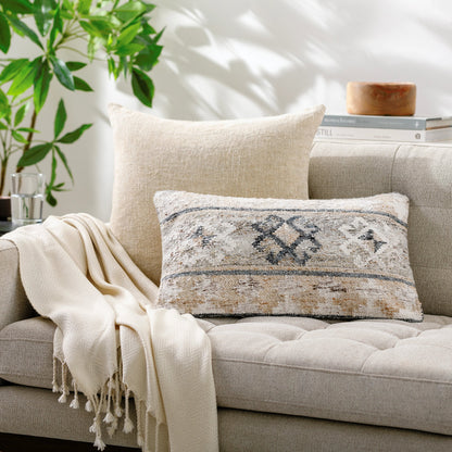 Alyssa Pillow - 479847 by Surya in pale slate, light silver, metallic - silver. Made from front: 100% polyester, back: 100% cotton in a modern style.