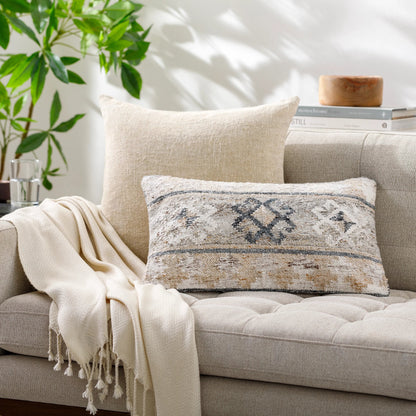 Alyssa Pillow - 479847 by Surya in pale slate, light silver, metallic - silver. Made from front: 100% polyester, back: 100% cotton in a modern style.