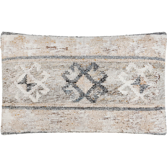 Alyssa Pillow - 479847 by Surya in medium gray, ivory, brown, tan, gray, off-white. Made from front: 100% polyester, back: 100% cotton in a modern style.