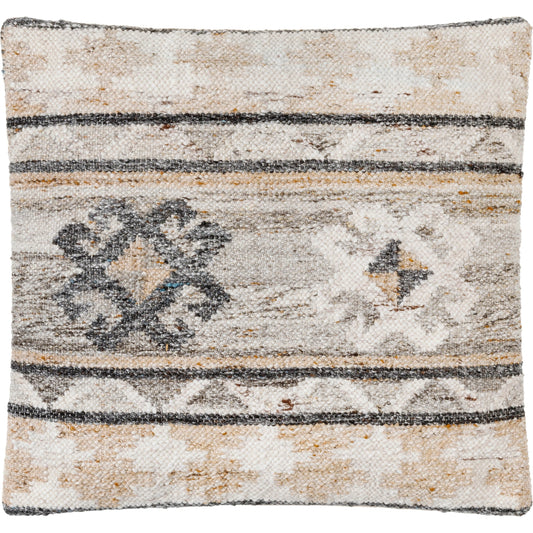 Alyssa Pillow - 479847 by Surya in medium gray, ivory, brown, tan, gray, off-white. Made from front: 100% polyester, back: 100% cotton in a modern style.