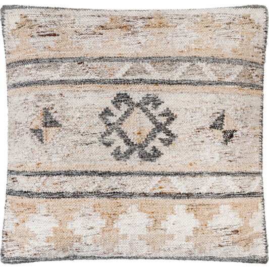 Alyssa Pillow - 479847 by Surya in medium gray, ivory, brown, tan, gray, off-white. Made from front: 100% polyester, back: 100% cotton in a modern style.